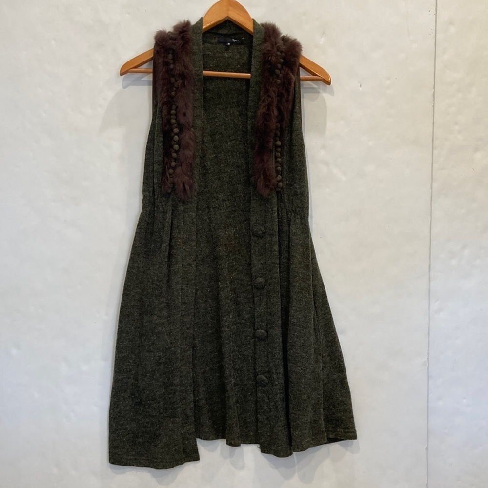 Ryu Fur Long Line Vest Size Small